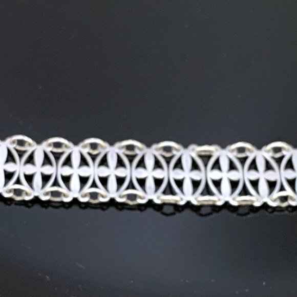 Vtg English Sterling Silver 925 Cross Link Bracelet Hallmarked J538 - Picture 7 of 12